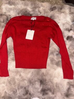 Pink Rose Red Off-the-Shoulder Sparkle Sweater